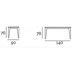 Inside 75 Table repas NORDIC 4 couverts 140 x 90 cm pieds chêne plateau céramique vulcano