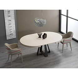 Acheter Inside 75 Table repas extensible AURA 10 couverts 120/185x120cm pied métal noir plateau chêne