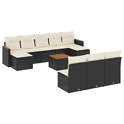 Maison Chic Salon de jardin 11 pcs avec coussins, Ensemble Tables et chaises d'extérieur noir résine tressée -GKD855207