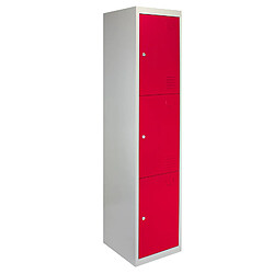 Monstershop Casiers Vestiaires Métalliques Rouge à 3 Portes livré à plat