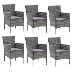 Avis Maison Chic Ensemble à manger d'extérieur 7 pcs avec coussins,Salon de jardin,Mobilier de jardin Résine tressée Gris -GKD799366