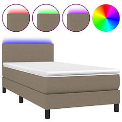 Sommier à lattes LED,Cadre à lattes de lit avec matelas pour Adulte Taupe 80x200cm Tissu -MN30316