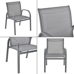 Salon de Jardin de 4 Meubles Gagra Acier PVC Polyester Noir Gris Clair [en.casa] pas cher