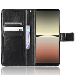 Etui en PU anti-empreintes, texture crazy horse, anti-poussière avec support pour votre Sony Xperia 5 IV 5G - noir