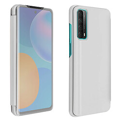 Avizar Housse Huawei P smart 2021 Clapet translucide Design Miroir Support Vidéo argent