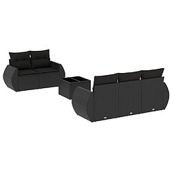 vidaXL Salon de jardin 6 pcs avec coussins noir résine tressée