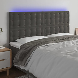 vidaXL Tête de lit à LED Gris foncé 200x5x118/128 cm Velours