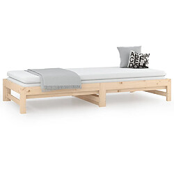 Maison Chic Lit d'appoint 2x(90x200)cm,Lit coulissant Lit de repos Bois de pin massif -GKD50190 pas cher