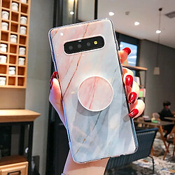 Wewoo Coque Souple de protection arrière en TPU Marble Strip pour Galaxy S10 avec support bleu clair