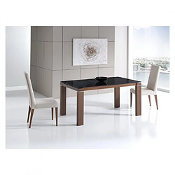 Inside 75 Table repas extensible ARMONIA 8 couverts 140/210x90cm pieds noyer plateau céramique noir