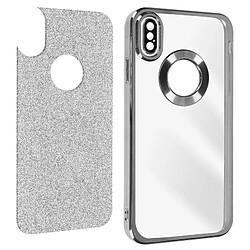 Avizar Coque iPhone X et XS Paillette Argent