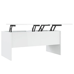 Maison Chic Tabls basse,Table Console pour salon Blanc brillant 102x50,5x46,5 cm Bois d'ingénierie -MN93988