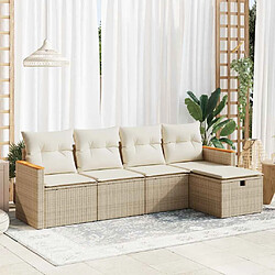 vidaXL Salon de jardin avec coussins 5 pcs beige résine tressée