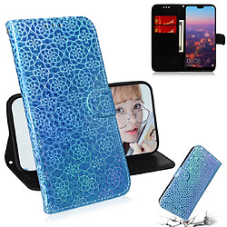 Wewoo Housse Coque Pour Huawei P20 Couleur unie Boucle magnétique colorée Flip horizontal en cuir PU avec support et fentes cartes et portefeuille et lanière bleu