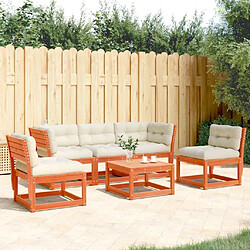 Maison Chic Salon de jardin 5 pcs avec coussins | Ensemble de Table et chaises | Mobilier d'Extérieur cire marron bois pin massif -GKD25343