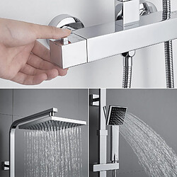 Avis AURALUM MAX® Colonne de Douche Thermostatique Chromé - Colonne de Douche Avec Mitigeur 38°C Thermostatique - Réglable en Hauteur