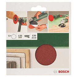 Bosch 2609256B45 Disques abrasifs papier pour Meuleuses angulaires et perceuses Système auto-agrippant Diamètre 125 mm grain 120 Lot de 5 feuilles