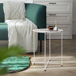 ML DESIGN MODERN LIVING Table d'appoint ronde Ø 46x51 cm Blanc en métal avec plateau ML-Design