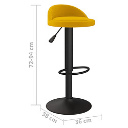 vidaXL Tabourets de bar lot de 2 Jaune Velours pas cher