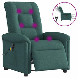 vidaXL Fauteuil de massage inclinable électrique Vert foncé Tissu