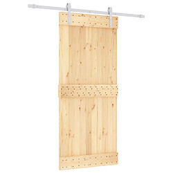 vidaXL Porte coulissante et kit de quincaillerie 90x210 cm pin massif