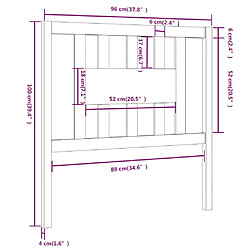 vidaXL Tête de lit Noir 96x4x100 cm Bois massif de pin pas cher