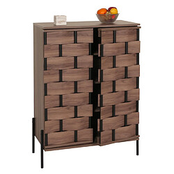 Mendler Commode HWC-M44, armoire Sideboard buffet, design 3D tressé Push-to-open portes 109x75x40cm, marron