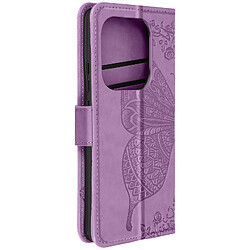 Avizar Étui Papillon Mandala pour Redmi Note 13 Pro Portefeuille Dragonne Violet Clair