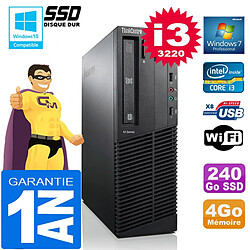 PC Lenovo M92p SFF Core I3-3220 Ram 4Go Disque 240 Go SSD Graveur DVD Wifi W7 - Occasion