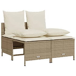 Avis vidaXL Salon de jardin avec coussins 5 pcs beige résine tressée