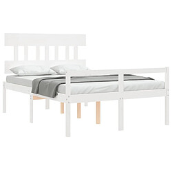 Acheter Maison Chic Lit adulte - Cadre Structure de lit avec tête de lit Contemporain blanc double bois massif -MN94060