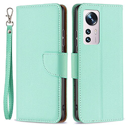 Etui en PU texture litchi, fermeture aimantée avec sangle vert pour votre Xiaomi 12