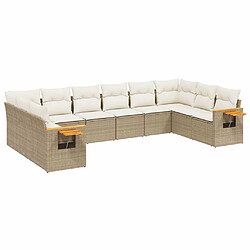 Maison Chic Salon de jardin avec coussins 10 pcs | Ensemble de Table et chaises | Mobilier d'Extérieur beige résine tressée -GKD34851