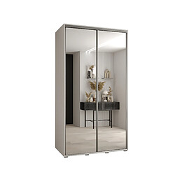 Abiks Meble Armoire à portes coulissantes Davos 2 H235.2 x L140 x P60 2 portes coulissante (Blanc/Blanc/Argent)