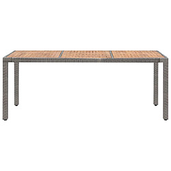 Maison Chic Table de jardin | Table d'extérieur Gris 190x90x75cm Résine tressée et acacia -GKD14814