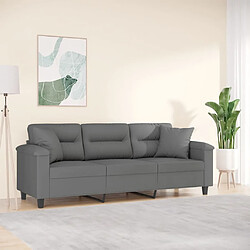 Maison Chic Canapé 3 places avec oreillers,Sofa de Salon,Canapé droit gris foncé 180 cm -GKD851599