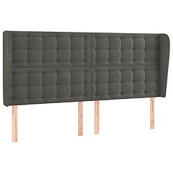 Maison Chic Tête de lit scandinave avec oreilles,meuble de chambre Gris foncé 203x23x118/128 cm Velours -MN22418