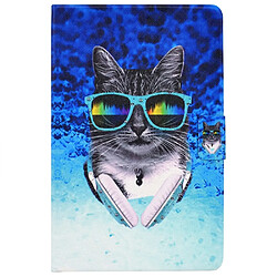 Etui en PU fermeture magnétique avec porte-cartes Lunettes chat pour votre Samsung Galaxy Tab A8 (2021) SM-X200/SM-X205