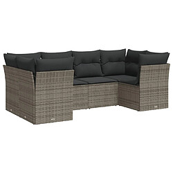 Maison Chic Salon de jardin 6 pcs avec coussins | Ensemble de Table et chaises | Mobilier d'Extérieur gris résine tressée -GKD55347