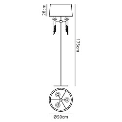 Luminaire Center Lampadaire Tiffany 3+3 Ampoules E27+G9, chrome poli avec Abat jour blanc & cristal transaparent