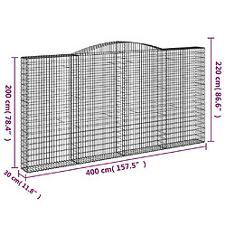 Acheter vidaXL Panier de gabions arqué 400x30x200/220 cm Fer galvanisé