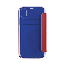 BEETLECASE Étui Folio pour iPhone X/iPhone XS en Cuir avec Dos Transparent et Porte-Cartes Rouge