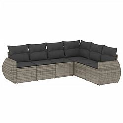 vidaXL Salon de jardin 6 pcs avec coussins gris résine tressée