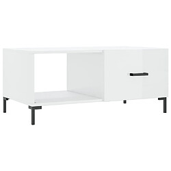 Maison Chic Table basse,Table Console Table d'appoint, Table pour salon Blanc brillant 90x50x40 cm Bois d'ingénierie -MN16741