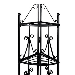 Helloshop26 Etagère d'angle 5 niveaux acier noir intérieur ou extérieur pour plantes fleurs 2702003