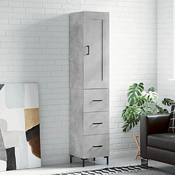 vidaXL Buffet haut Gris béton 34,5x34x180 cm Bois d'ingénierie