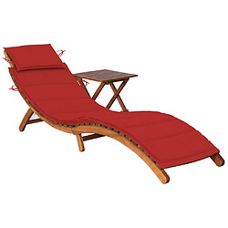 Helloshop26 Transat chaise longue bain de soleil lit de jardin terrasse meuble d'extérieur avec table et coussin bois d'acacia 02_0012624