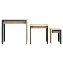 Maison Chic Lot de 3 Tables basses gigognes pour salon | Table à café chêne sonoma bois d'ingénierie -GKD69028 pas cher