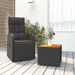 vidaXL Ensemble de salon de jardin 2 pcs noir poly rotin et acacia