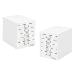 ML DESIGN MODERN LIVING Set de 2 armoire à dossiers avec 5 tiroirs en métal blanc classeur documents